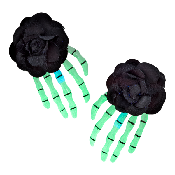 Conair Accessories Halloween Glow-in-the-Dark Skeleton Hand Salon Clips #3