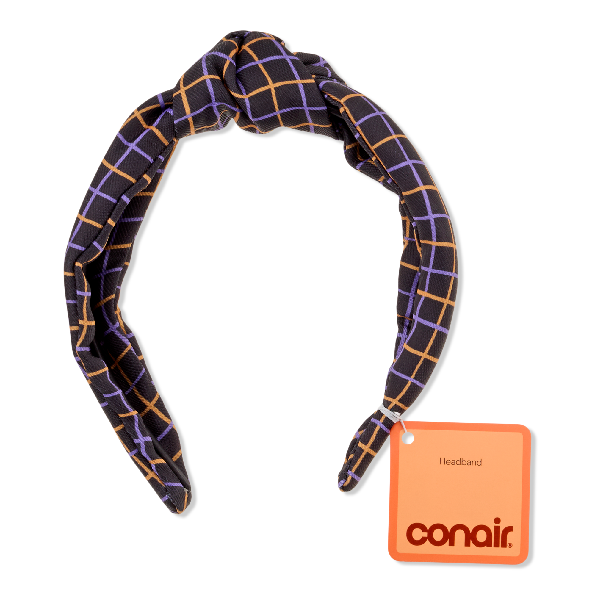 Conair Accessories Halloween Orange Plaid Knotted Headband #1