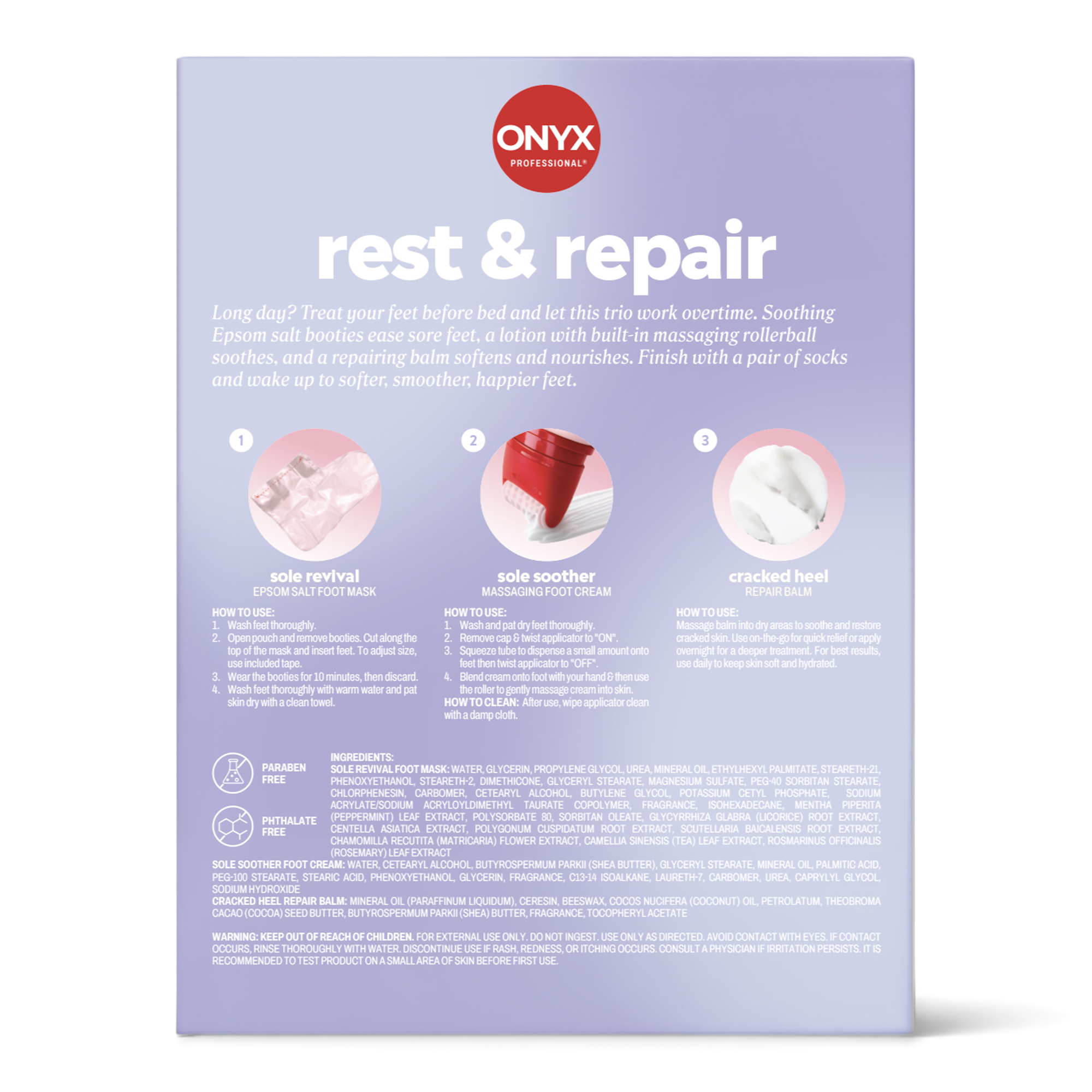 Набор из 3 предметов для ночного ухода за уставшими ногами Onyx Professional Rest & Repair — фото 5