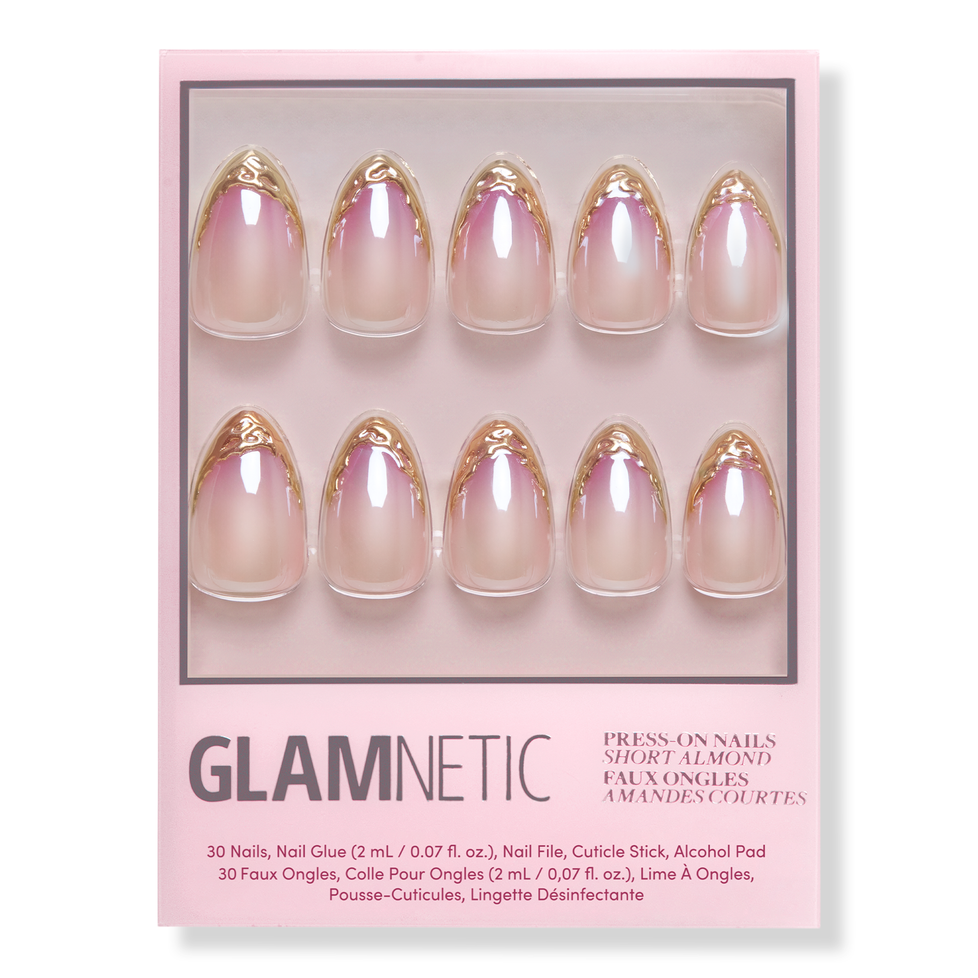 Накладные ногти на клейкой основе Glamnetic Tipped in Gold