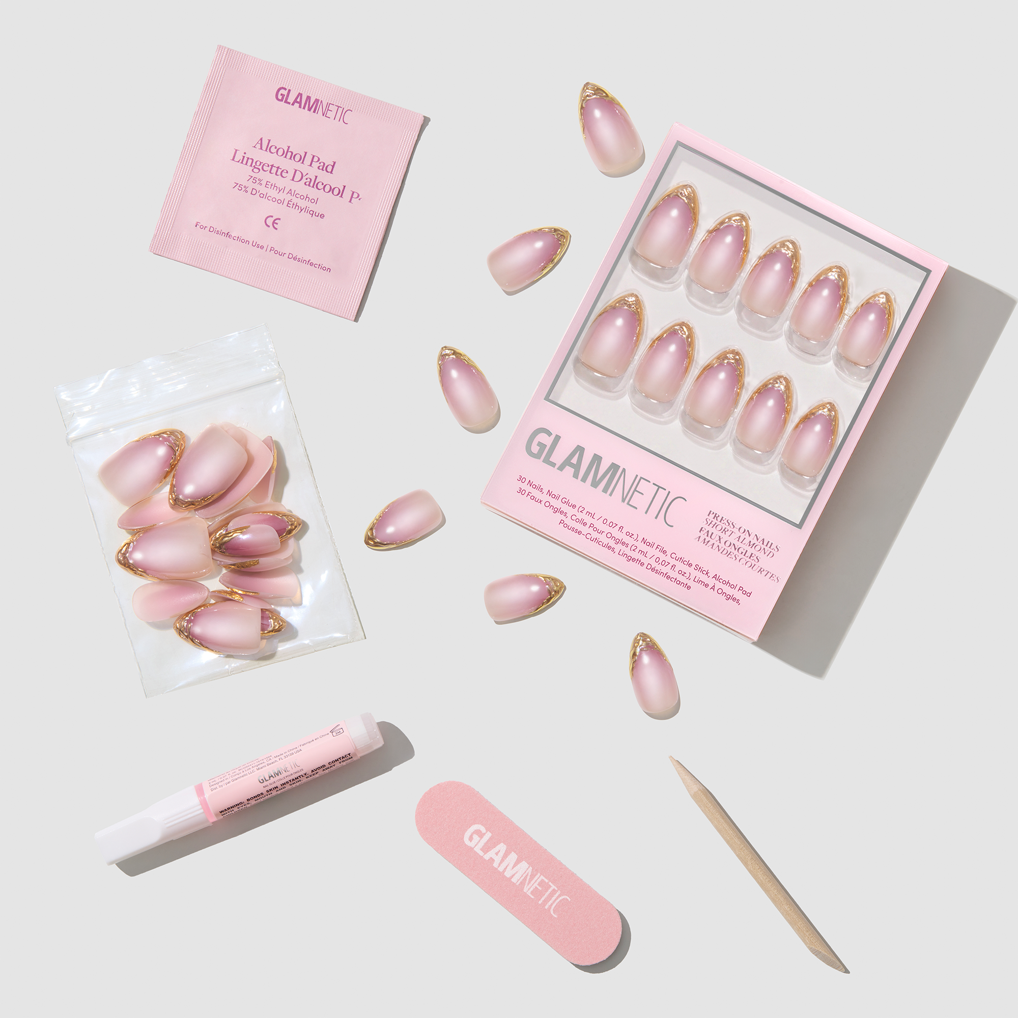 Накладные ногти на клейкой основе Glamnetic Tipped in Gold — фото 3