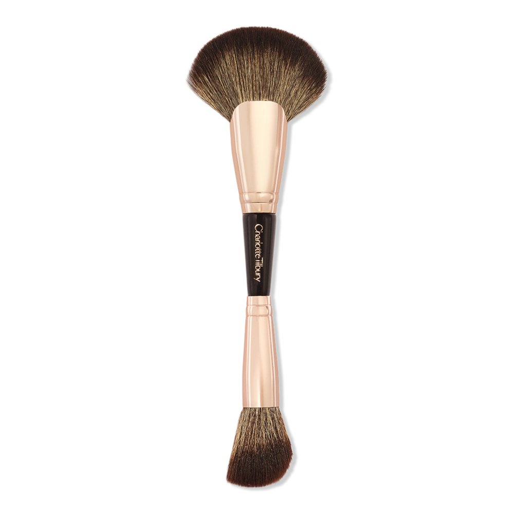 Charlotte Tilbury Airbrush Flawless Easy Soft Blur Bronzer + Blusher Brush - Rose Gold & Night Crimson