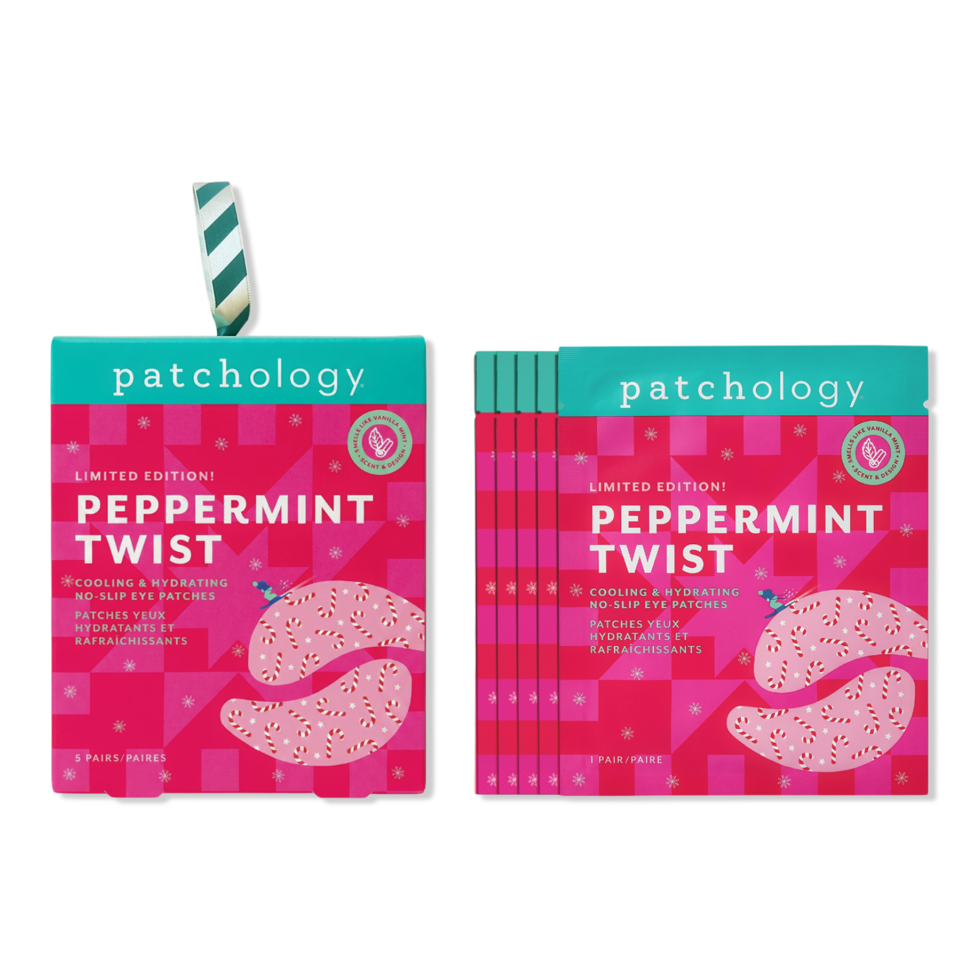 Охлаждающие увлажняющие нескользящие патчи для глаз Patchology Peppermint Twist