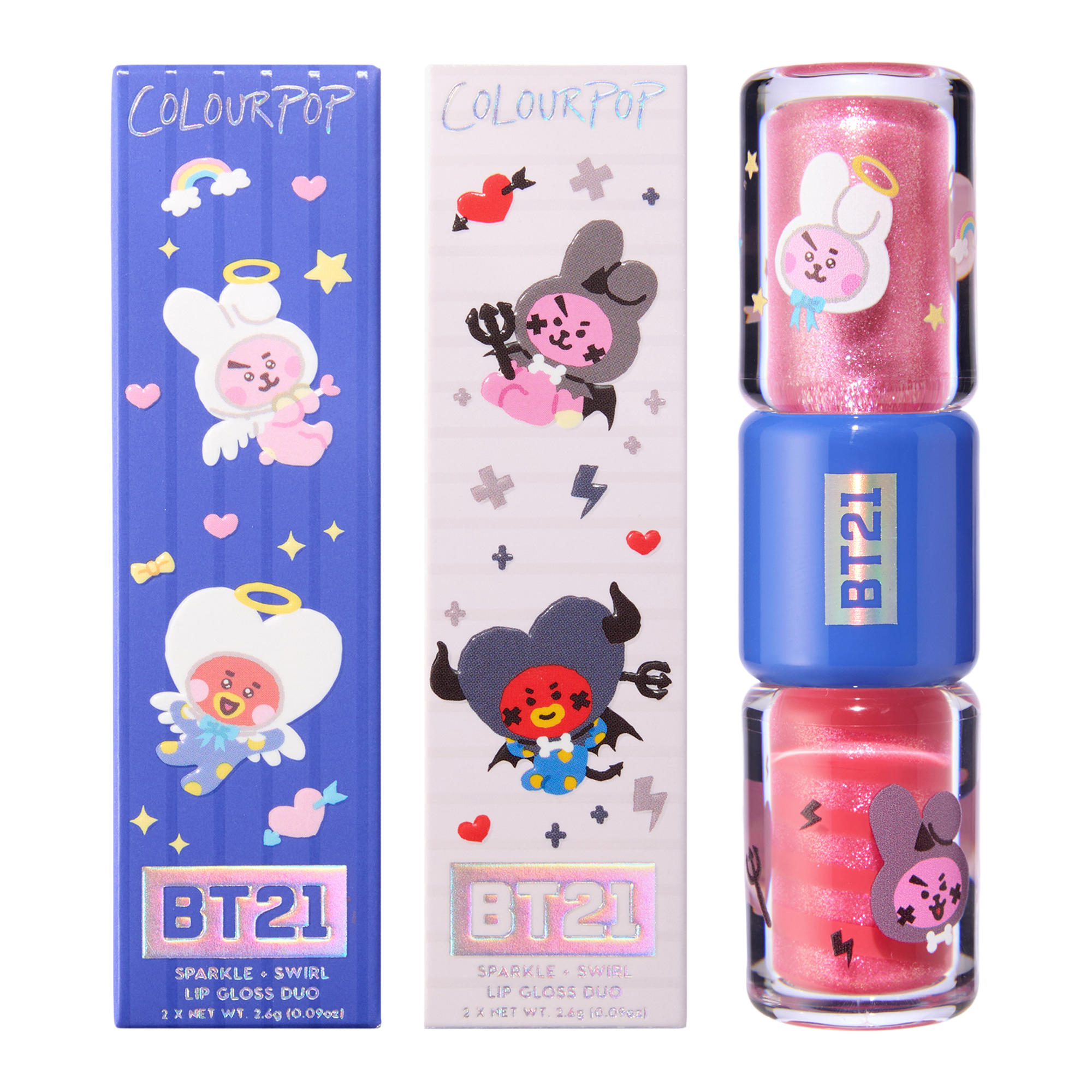 ColourPop X BT21 Sparkle + Swirl Lip Gloss Duo Royal N' Tough, цвет: Королевский синий — фото 3