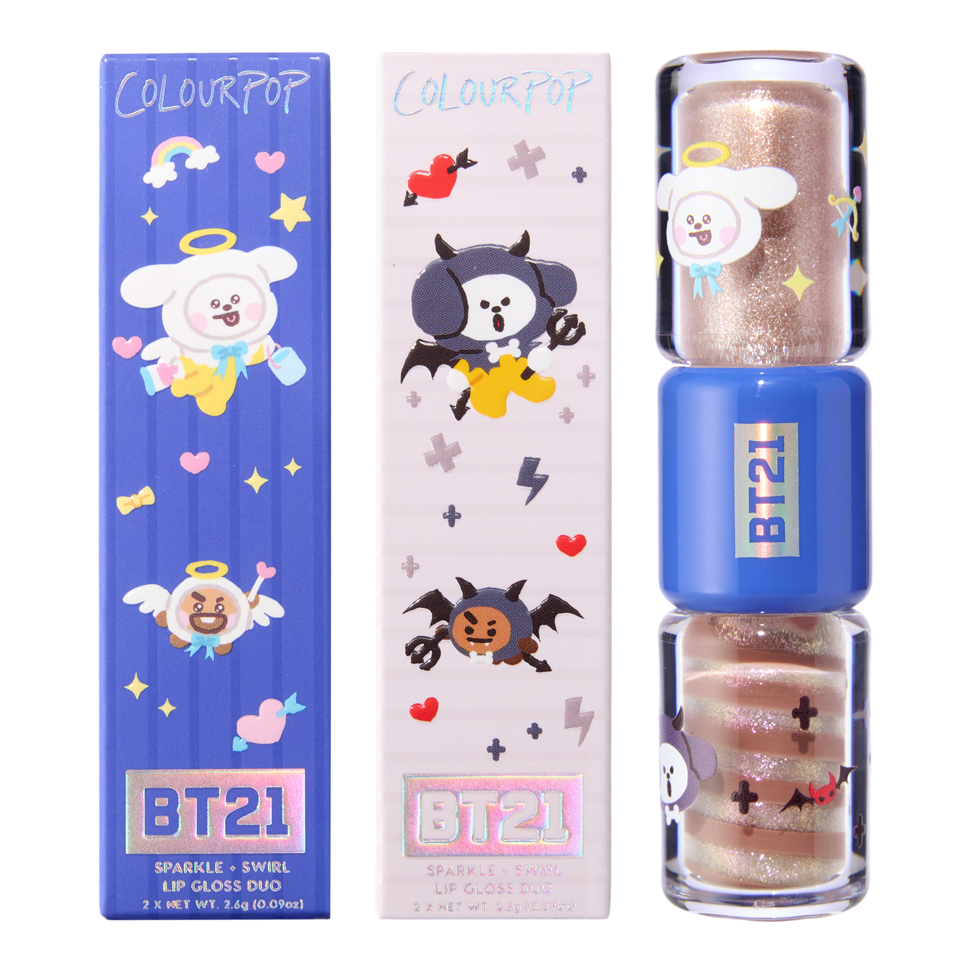 ColourPop X BT21 Sparkle + Swirl Lip Gloss Duo Crunchy n' Passionate — фото 3