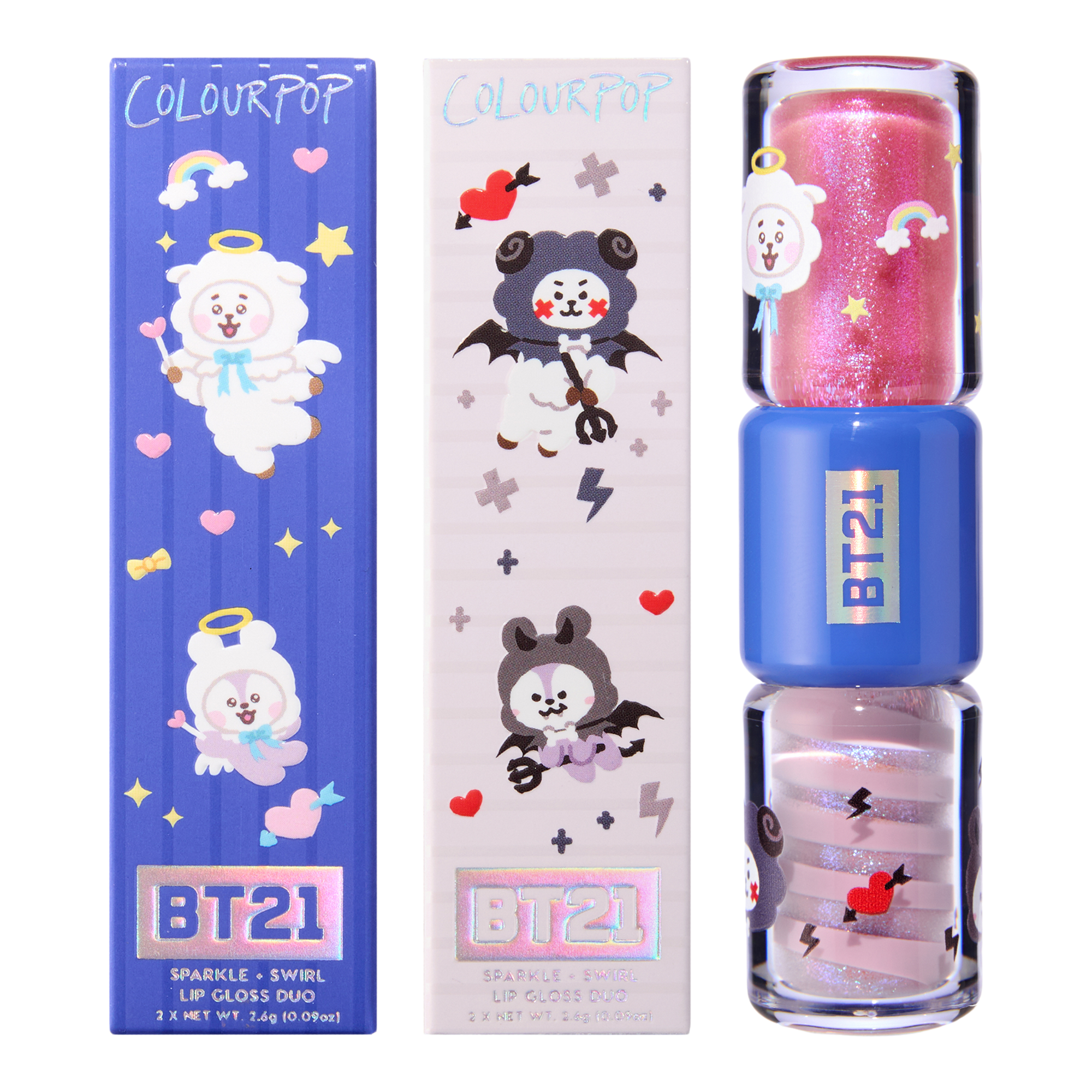 ColourPop X BT21 Sparkle + Swirl Lip Gloss Duo Fluffy N' Mysterious — фото 3