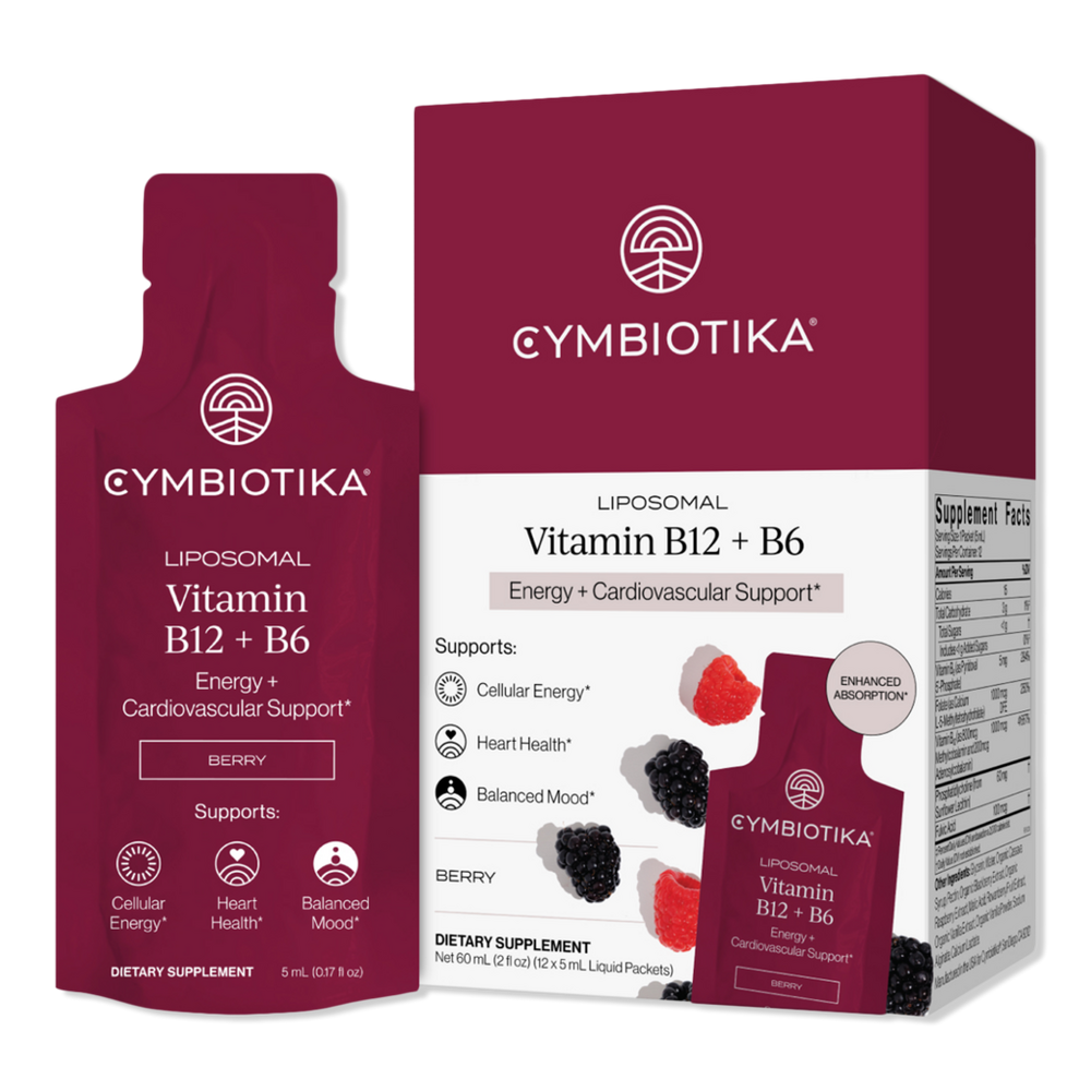 Cymbiotika, Liposomal Vitamin B12 + B6, Berry, 12 Liquid Packets, 0.17 fl oz (5 ml) Each