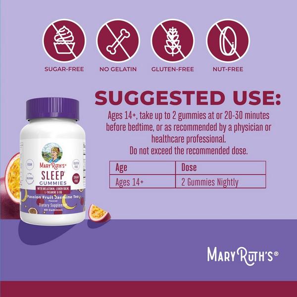 MaryRuth's Adult Sleep Gummies With Melatonin Sugar Free Passionfruit Jasmine Tea #5