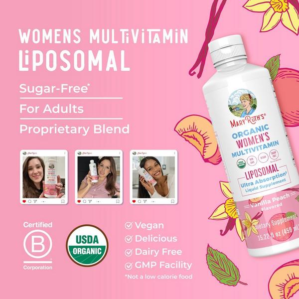 MaryRuth's Organic Women's Multivitamin Liposomal Vanilla Peach #2