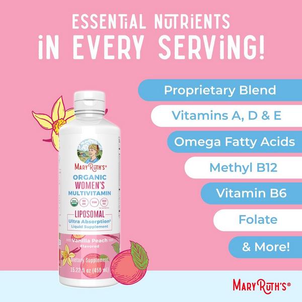 MaryRuth's Organic Women's Multivitamin Liposomal Vanilla Peach #3