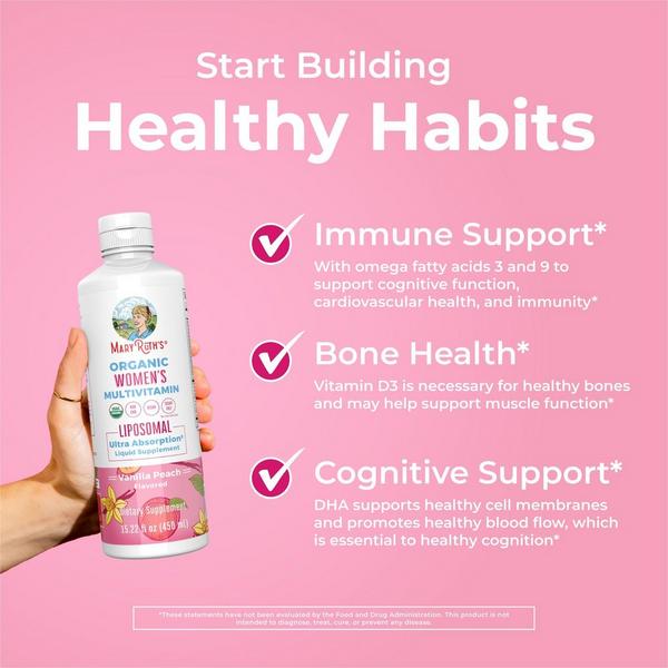 MaryRuth's Organic Women's Multivitamin Liposomal Vanilla Peach #4
