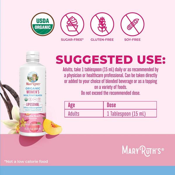 MaryRuth's Organic Women's Multivitamin Liposomal Vanilla Peach #5