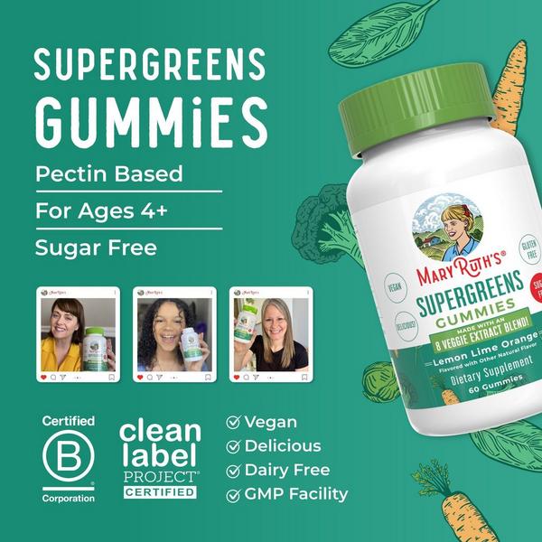 MaryRuth's Super Greens Gummies Lemon Lime Orange #2