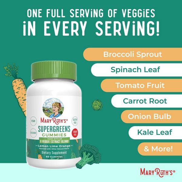 MaryRuth's Super Greens Gummies Lemon Lime Orange #3
