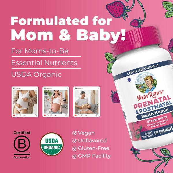 MaryRuth's Organic Prenatal & Postnatal Gummies Strawberry #2