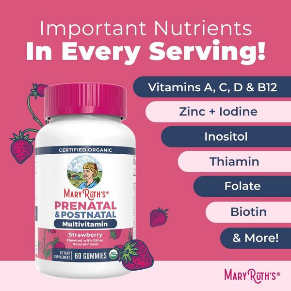 MaryRuth's Organic Prenatal & Postnatal Gummies Strawberry #3