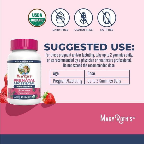 MaryRuth's Organic Prenatal & Postnatal Gummies Strawberry #4