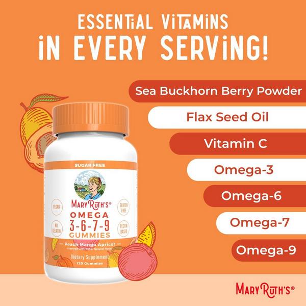 MaryRuth's Omega 3-6-7-9 Gummies Peach Mango Apricot #3