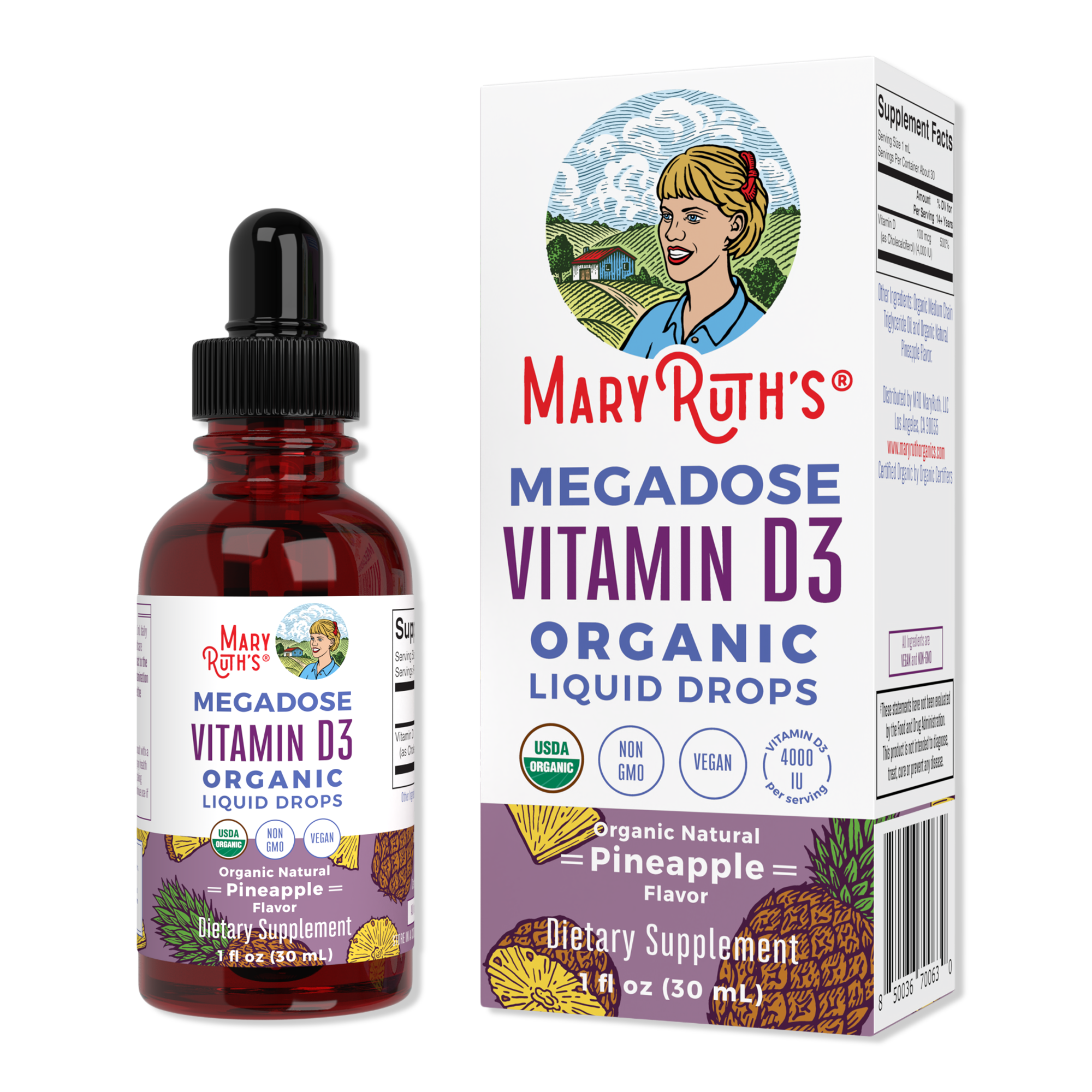 MaryRuth's Megadose Vitamin D3 Organic Liquid Drops Pineapple #1