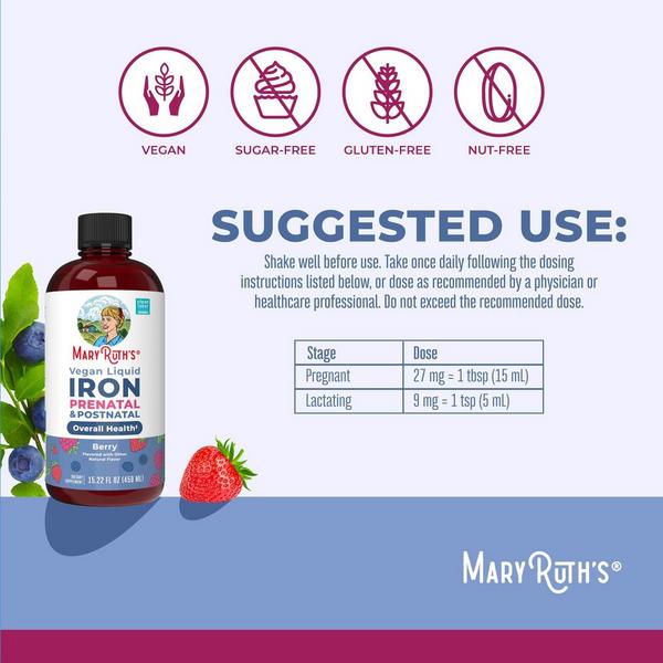 MaryRuth's Vegan Liquid Iron Prenatal & Postnatal Berry #2