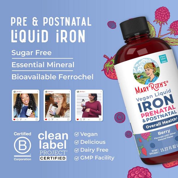 MaryRuth's Vegan Liquid Iron Prenatal & Postnatal Berry #6