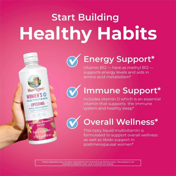MaryRuth's Women's 40+ Multivitamin Liposomal Vanilla Peach #3