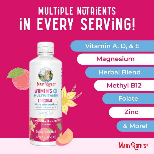 MaryRuth's Women's 40+ Multivitamin Liposomal Vanilla Peach #4