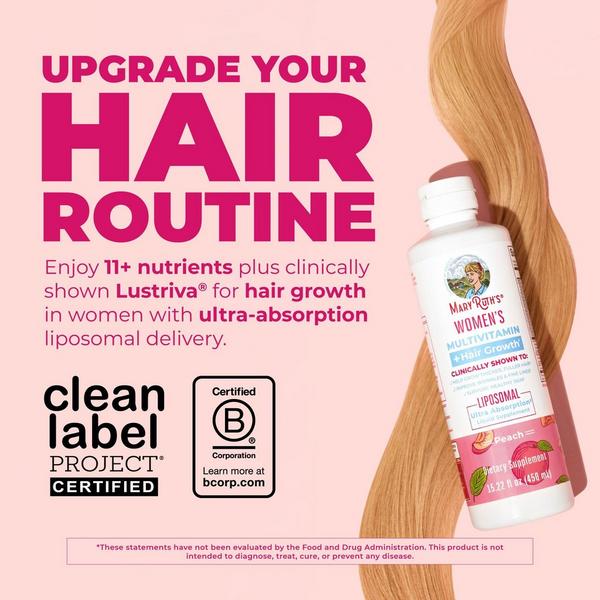 MaryRuth's Women's Multivitamin + Hair Growth Liposomal Peach #2
