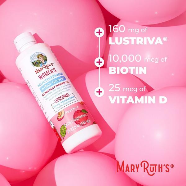 MaryRuth's Women's Multivitamin + Hair Growth Liposomal Peach #3