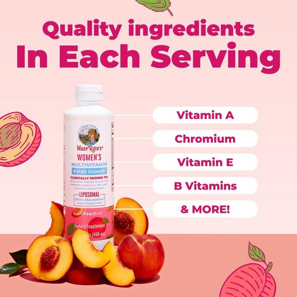 MaryRuth's Women's Multivitamin + Hair Growth Liposomal Peach #4