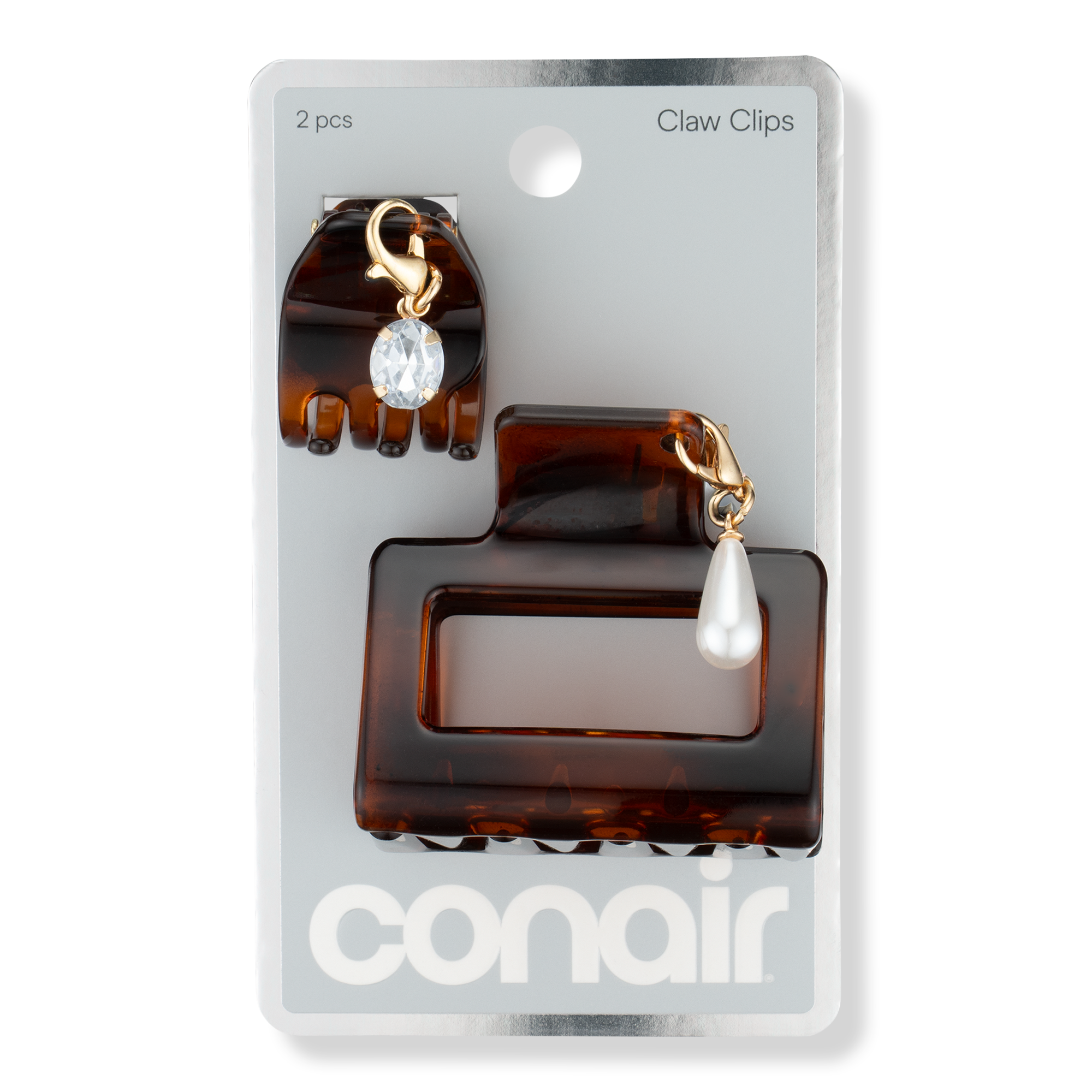 Conair Accessories Tortoise Claw Clip Set with Pearl & Rhinestone Charms #1