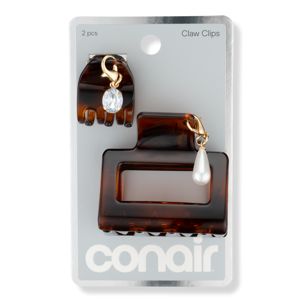 Conair Accessories Tortoise Claw Clip Set with Pearl & Rhinestone Charms #1