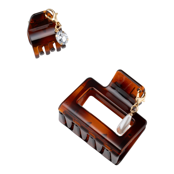 Conair Accessories Tortoise Claw Clip Set with Pearl & Rhinestone Charms #2