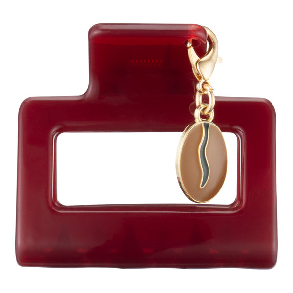 Conair Accessories Burgundy Claw Clip Set with Coffee & Croissant Charms #3