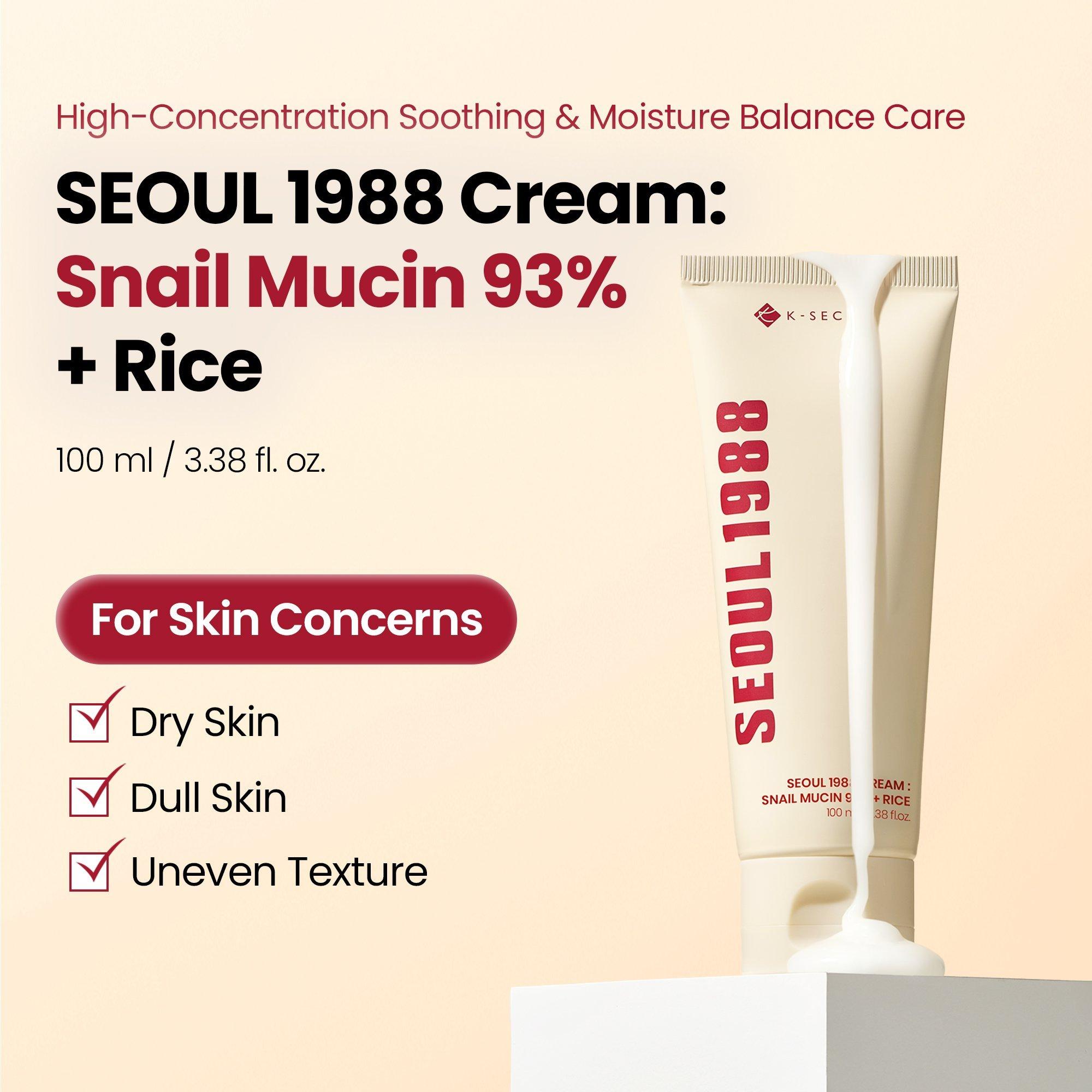 K-SECRET SEOUL 1988 Snail Mucin 93% + Rice Lightweight Cream — фото 3