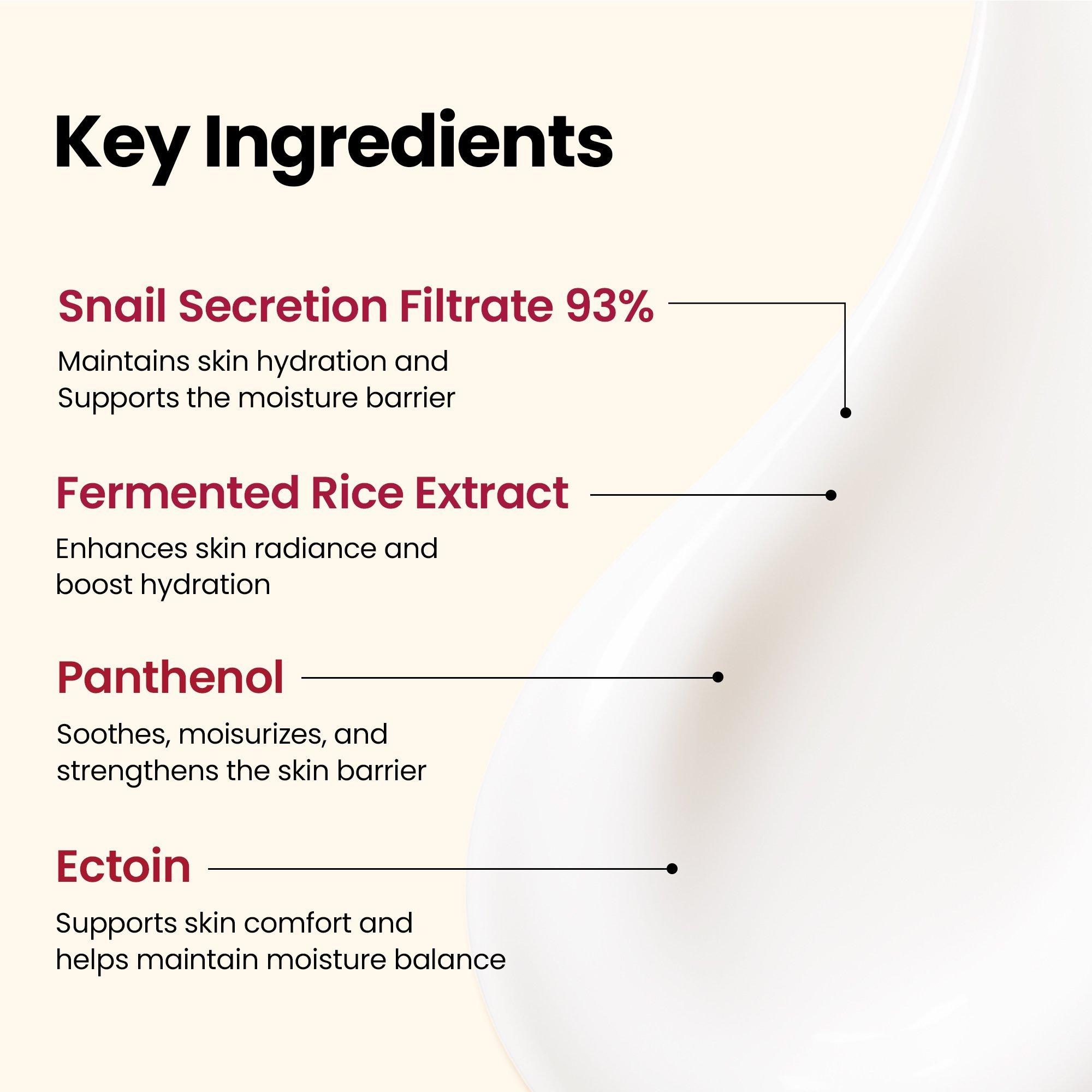 K-SECRET SEOUL 1988 Snail Mucin 93% + Rice Lightweight Cream — фото 4