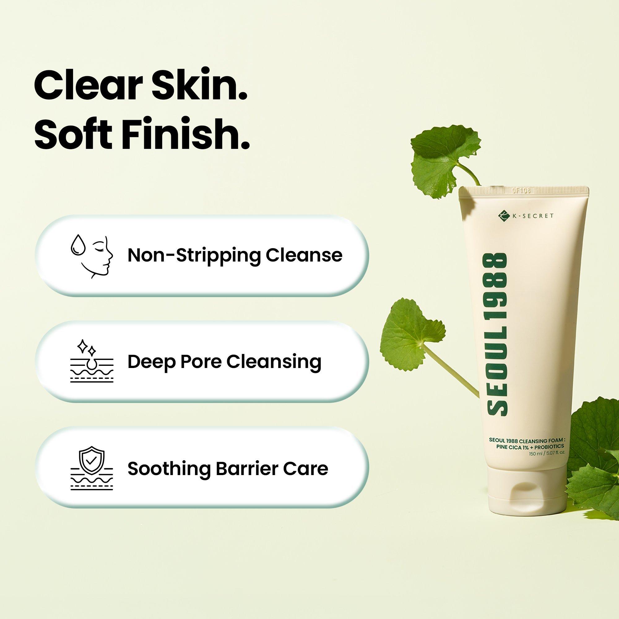 K-SECRET SEOUL 1988 Pine Cica 1% + Probiotics Purifying Cleansing Foam — фото 5