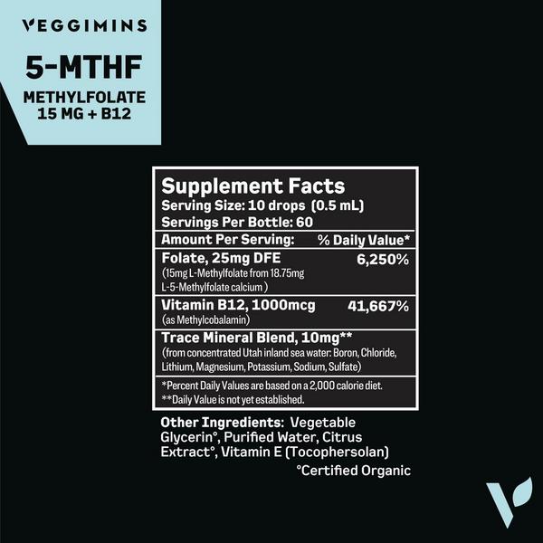 Veggimins Organic Methylfolate 15mg + B12 #5