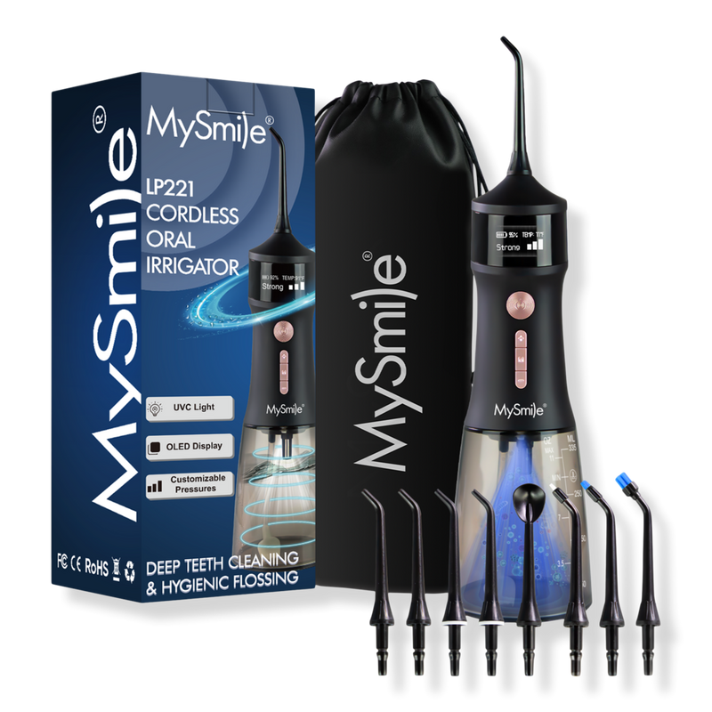 MySmile - Black LP221 Cordless Professional Water Flosser with UVC