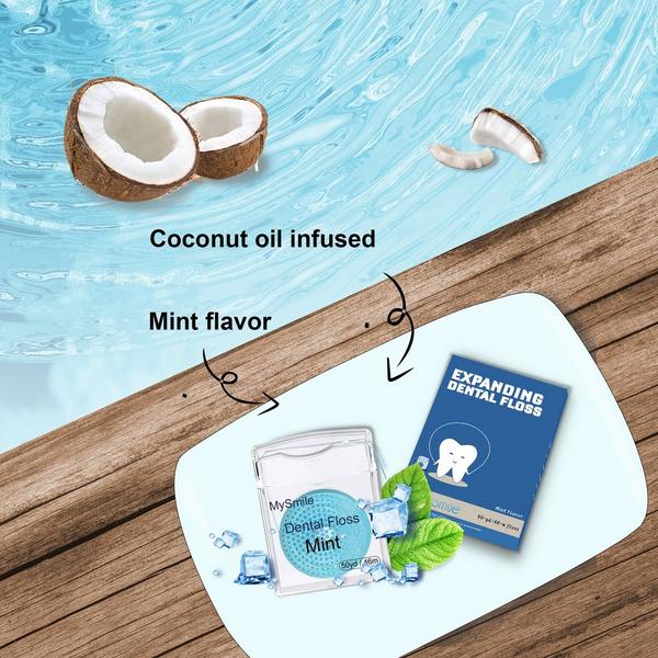 MySmile Woven Dental Floss with Coconut Oil, Mint Flavor, 50 Yards #8