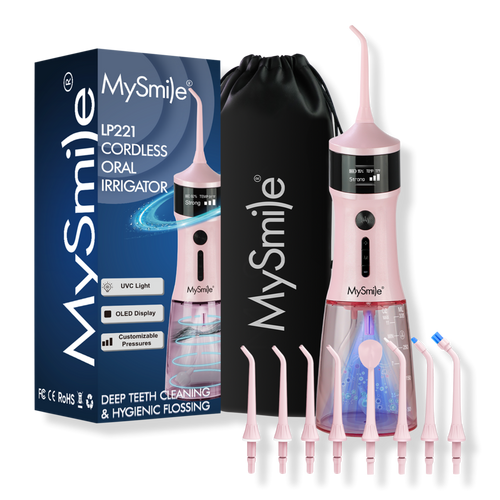 MySmile - Pink LP221 Cordless Professional Water Flosser with UVC