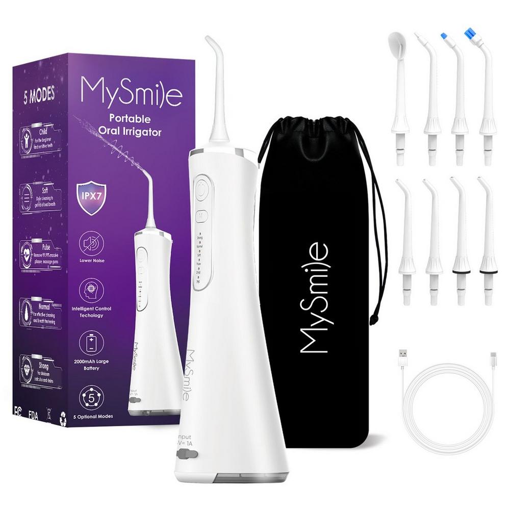 Mysmile Lp211 Portable Cordless Water Flosser With 5 Modes - White