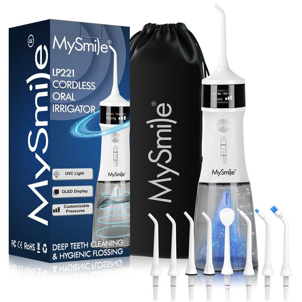 Mysmile Lp221 Cordless Professional Water Flosser With Uvc Sterilizable - White In White