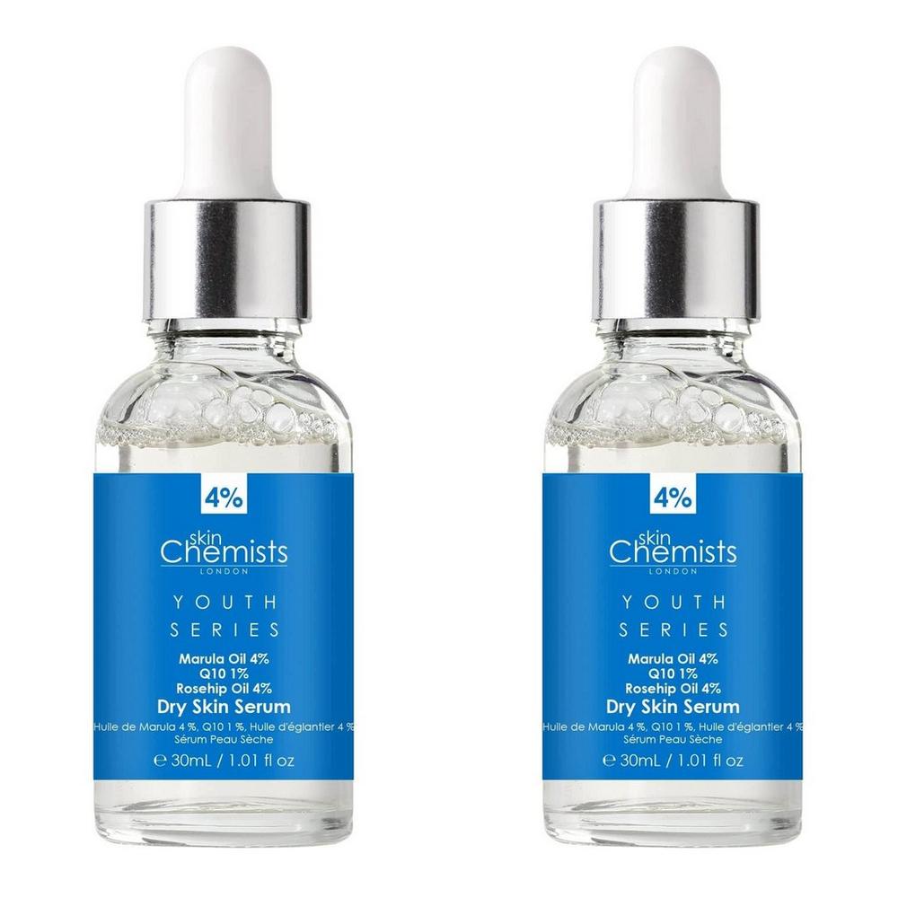 Skinchemists Youth Series Dry Skin Serum Marula Oil 4%, Q10 1%, Rosehip Oil 4% - 2 Ct