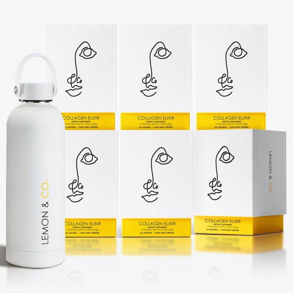 Lemon and Co. Liquid Collagen Drink Mix | Daily Elixir with Marine Collagen & Vitamin C, 12-Week Bundle #1