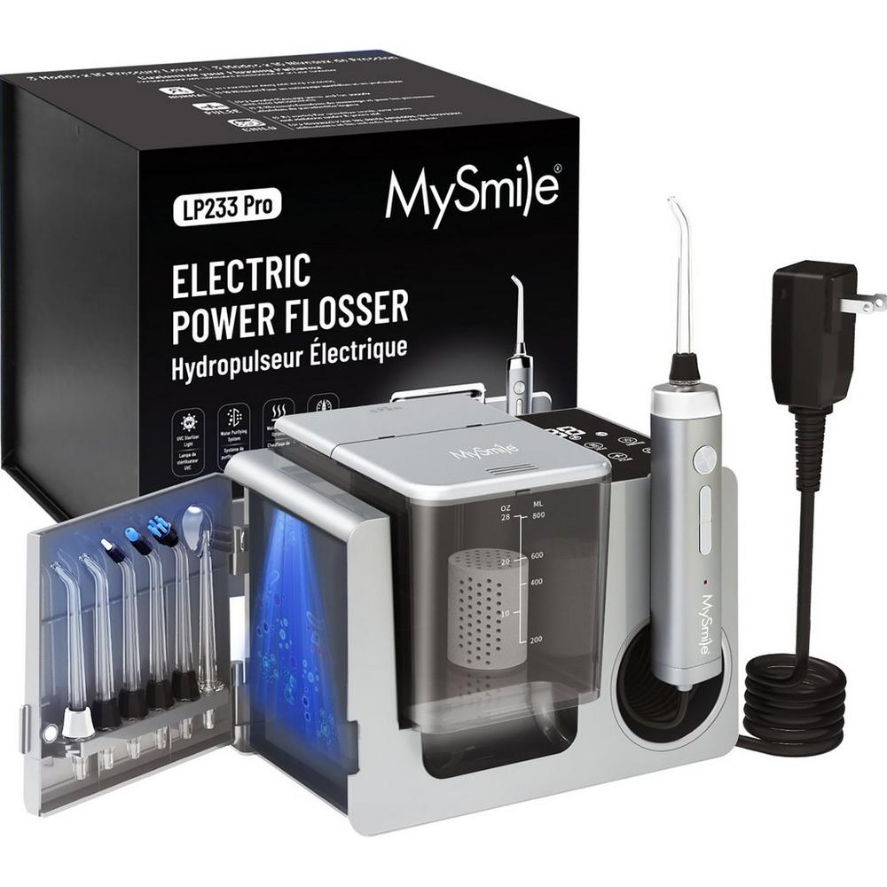 Mysmile Lp233 Pro Uvc Countertop Water Flosser With Water Filter - Silver In Silver