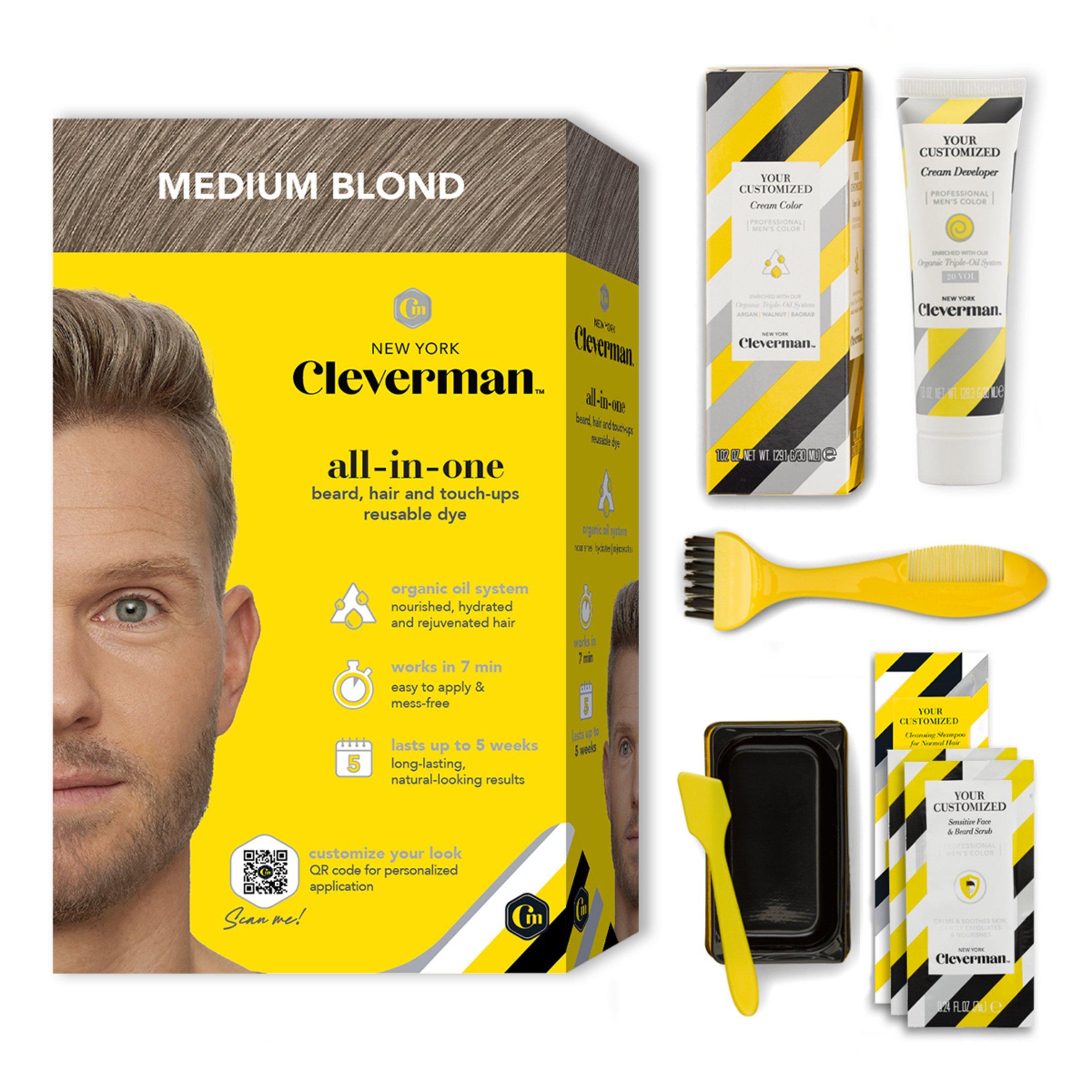 Cleverman All-In-One Beard, Hair & Touch Ups Reusable Dye Kit for Men –Natural-Looking Gray Coverage #1