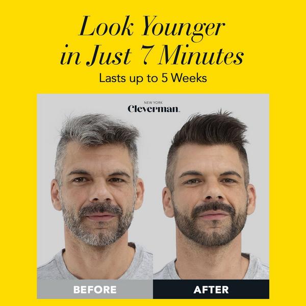 Cleverman All-In-One Beard, Hair & Touch Ups Reusable Dye Kit for Men –Natural-Looking Gray Coverage #6