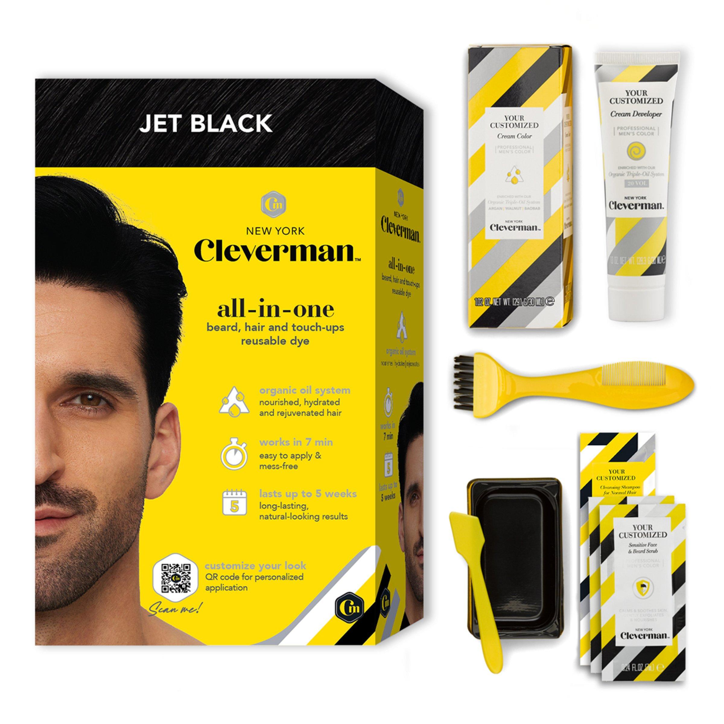 Cleverman All-In-One Beard, Hair & Touch Ups Reusable Dye Kit for Men –Natural-Looking Gray Coverage #1