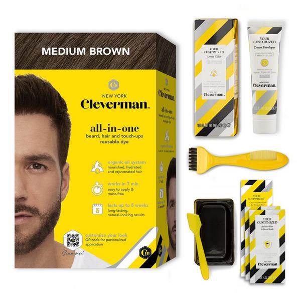 Cleverman All-In-One Beard, Hair & Touch Ups Reusable Dye Kit for Men –Natural-Looking Gray Coverage #1